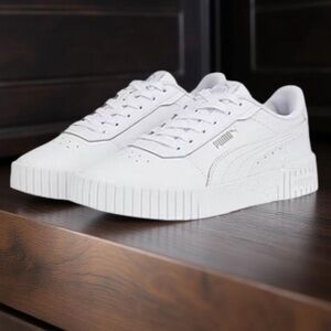 Puma Carina 2.0 JR White Sneakers Youth 7Y Womens 8.5 Casual Shoes BNIB